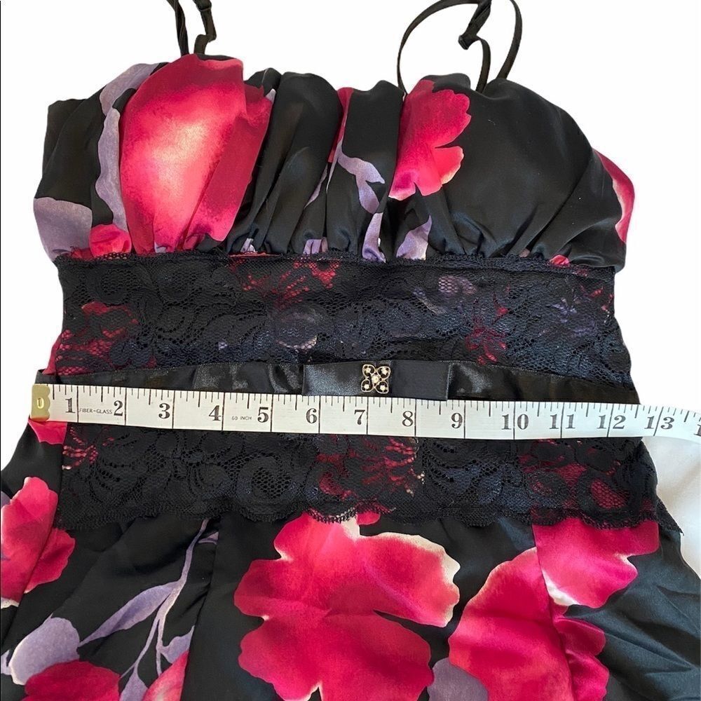 Black Floral Print Prom Satin Bubble Mini Dress XS - Picture 10 of 11
